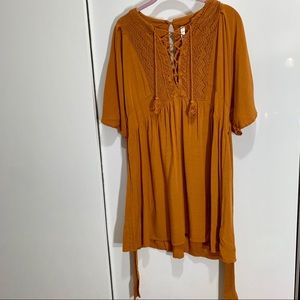 Lace up Boho Mustard Dress